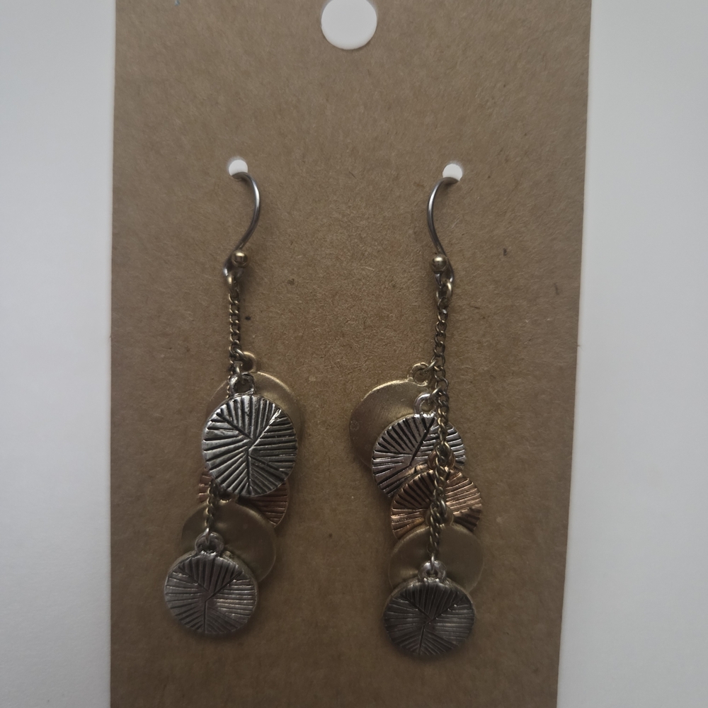 New! Elegant Gold and Silver Dangle Earrings